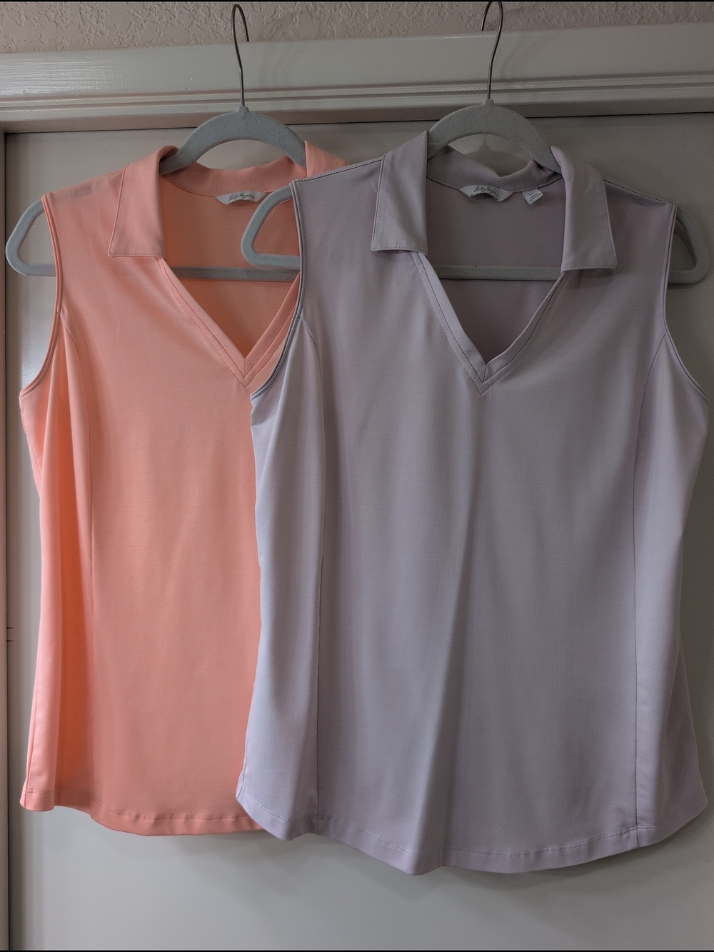 Lot Of 2 Lady Hagen Sleeveless Golf Polo Tank in Peach and Light Lavender Sz M